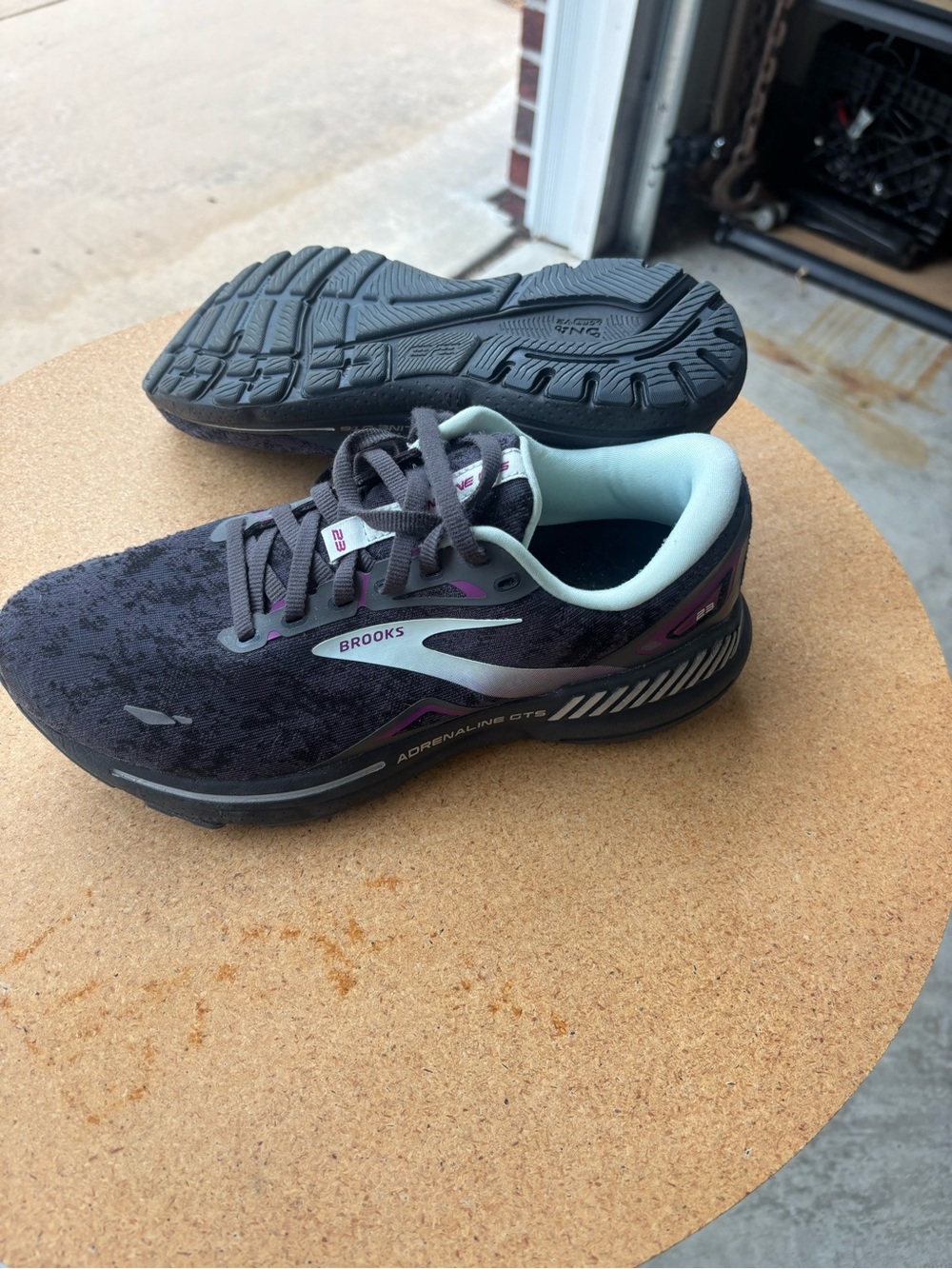 Brooks Women’s Adrenaline GTS Running Shoes — Charcoal with Purple Accents